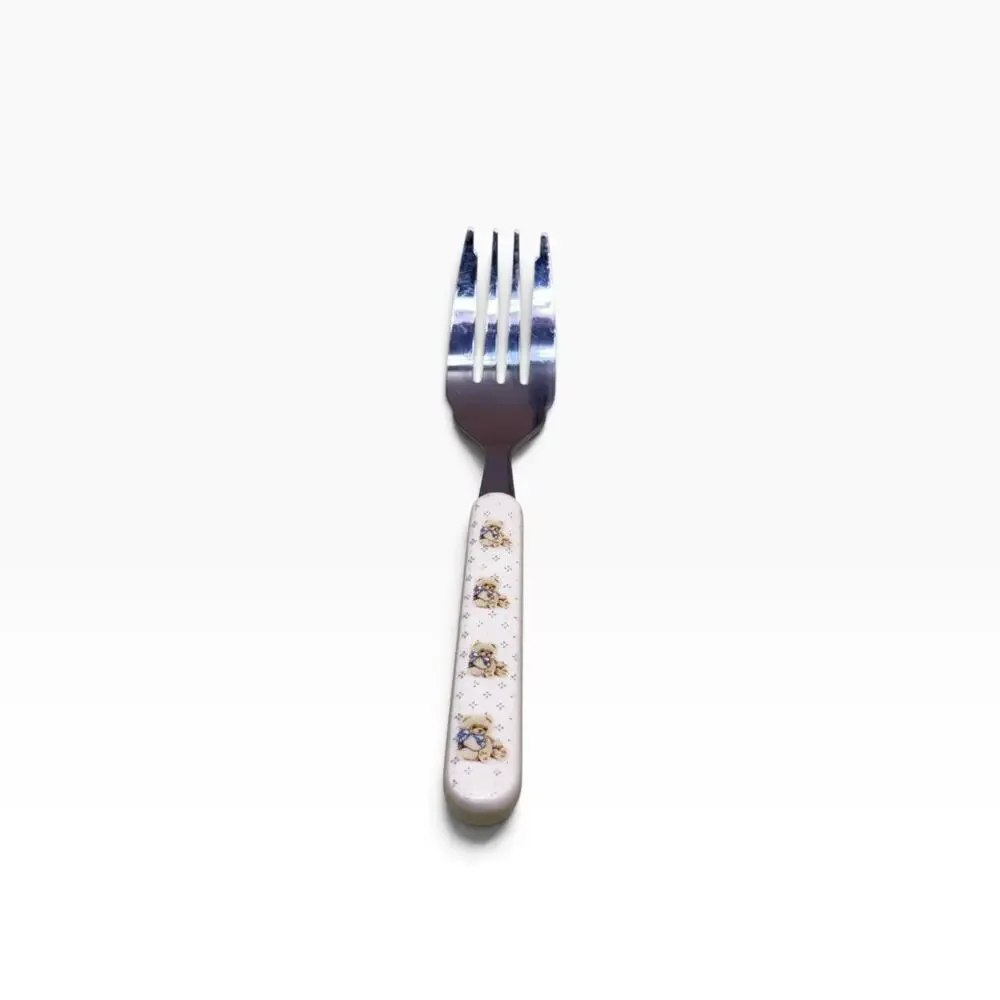 Tienshan Country Bear Stainless Plastic Handle Silverware 7.5in Dinner Fork
